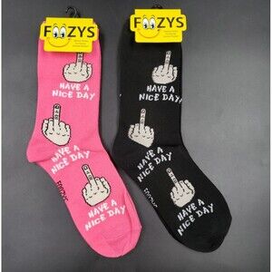 Have a Nice Day MIDDLE FINGER Womens Socks 2 PAIR Sarcastic Novelty Funny Gift